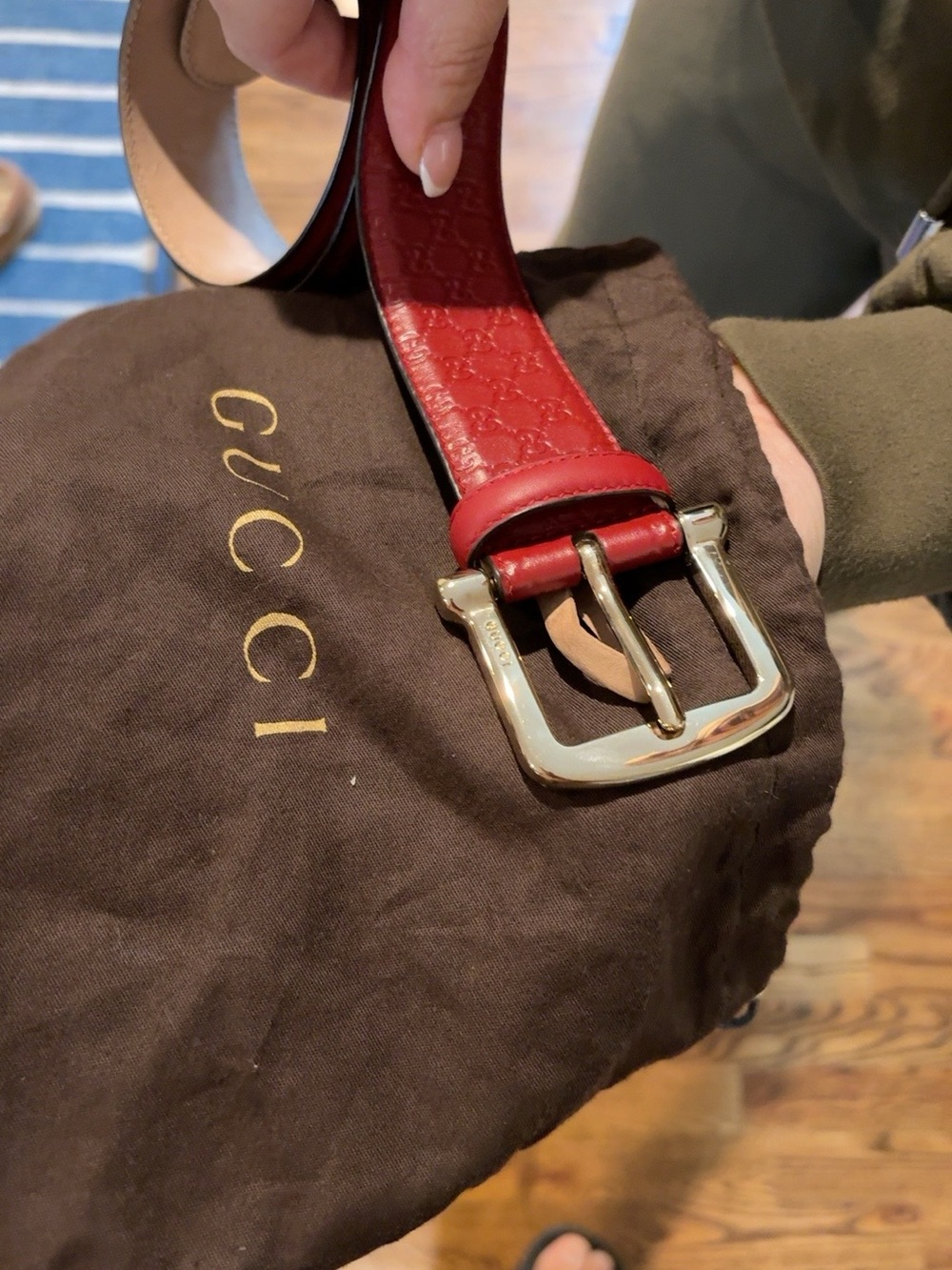 Gucci Micro Guccissima Red Leather Belt 80/32 281548 Made in Italy